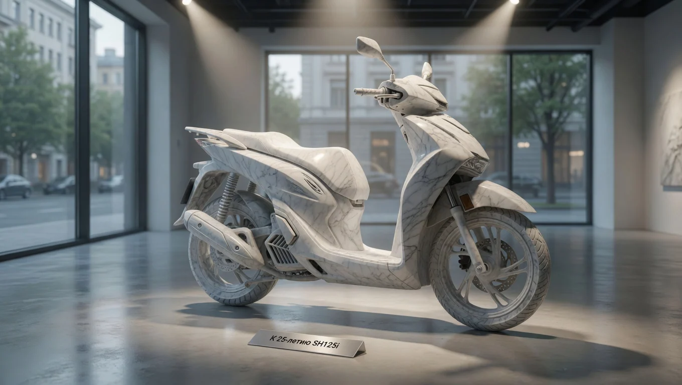 Honda показала мраморную скульптуру в честь 25-летия SH125i