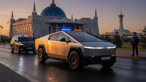 Tesla Cybertruck в Казахстане задействуют для охраны визита Путина