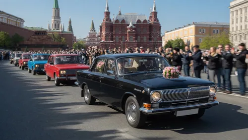 Артисты «Ленкома» устроили ретропробег по центру Москвы