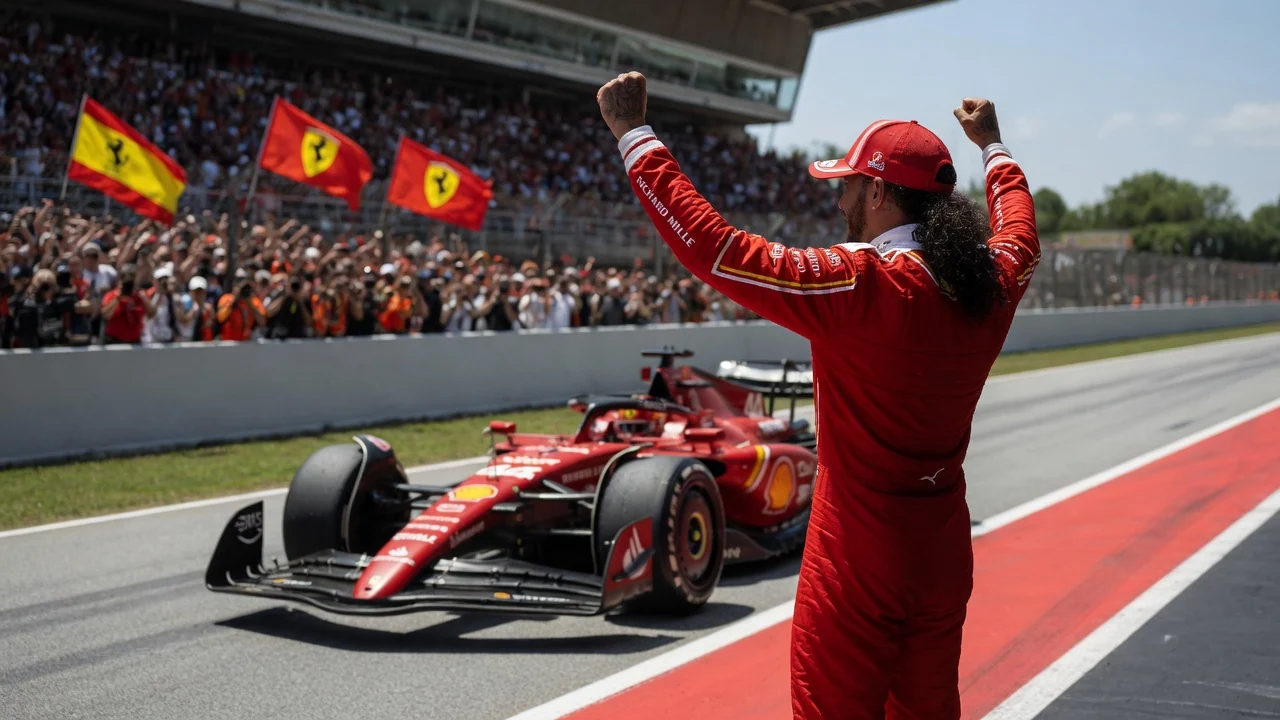 Хэмилтон выиграл первую гонку за Ferrari на Гран-при Барселоны-Каталонии