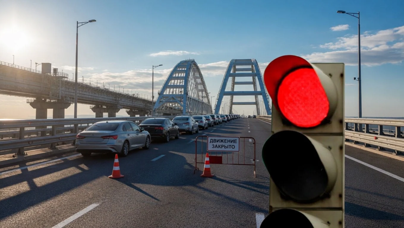На Крымском мосту временно перекрыли движение автомобилей