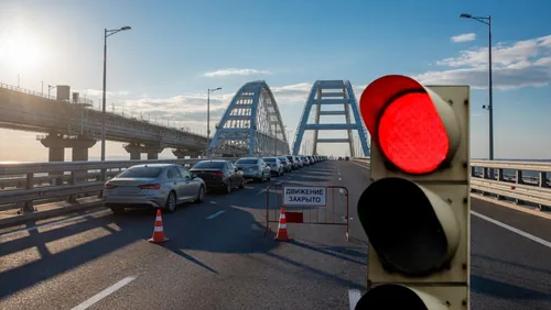 На Крымском мосту временно перекрыли движение автомобилей