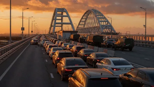 У Крымского моста скопилось более тысячи автомобилей на досмотр