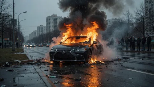 В Москве мужчина поджег Lexus после конфликта из-за брызг из лужи
