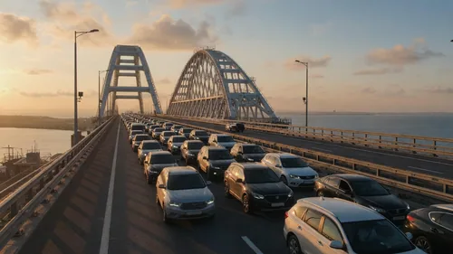 На Крымском мосту утром 23 июня очередь со стороны Керчи достигла 700 машин